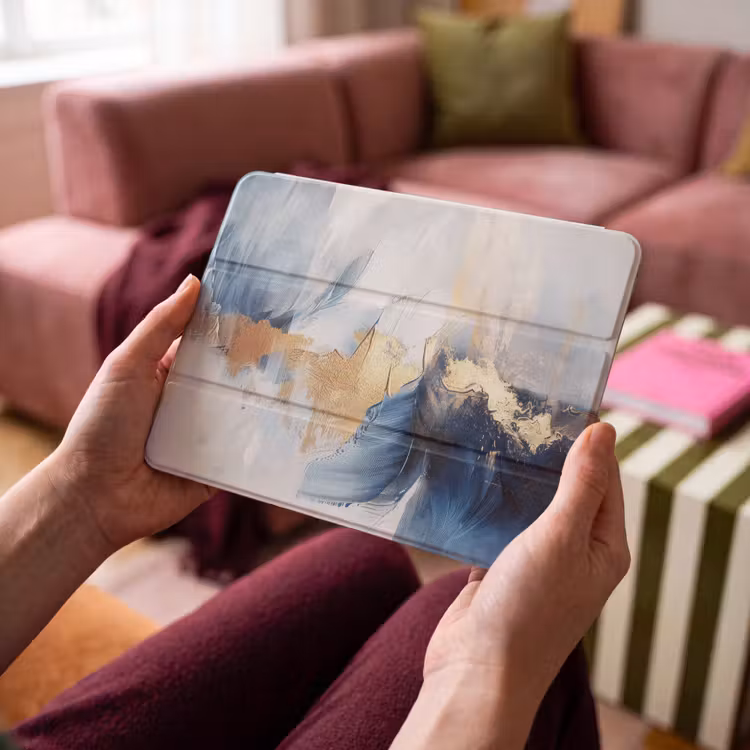 iPad hoes - Goud - Blauw - Verf - Kunst - Modern — 4
