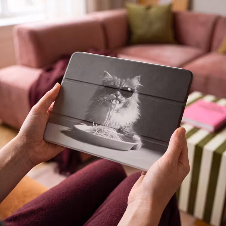 iPad hoes - Langharige kat - Zonnebril - Spaghetti - Humor - Zwart - wit — 4