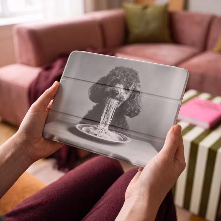 iPad hoes - Poedel - Hond - Zwart - Wit - Schattig - Pasta — 4