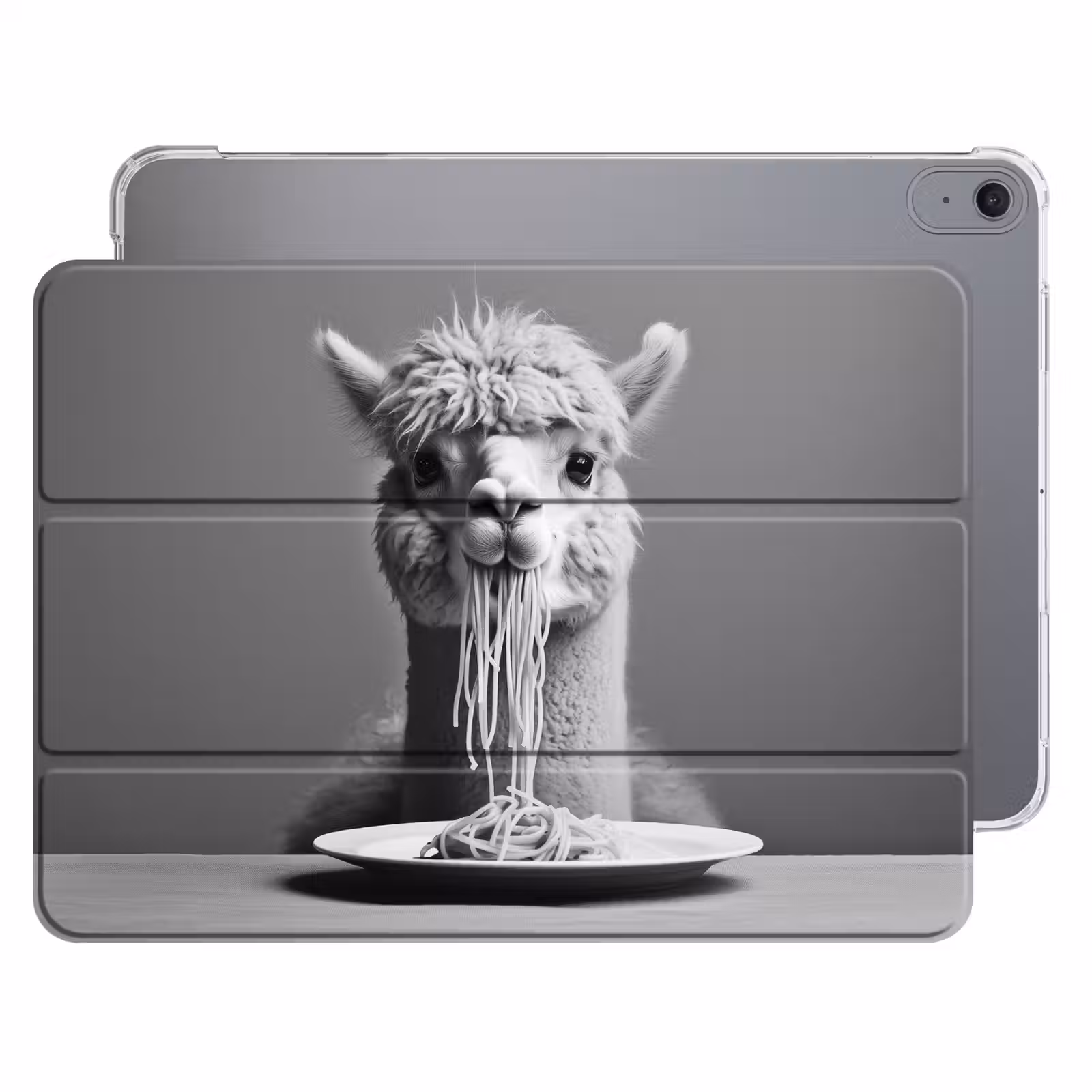 iPad hoes - Alpaca - Pasta - Zwart - Wit - Grappig - Dieren — 1