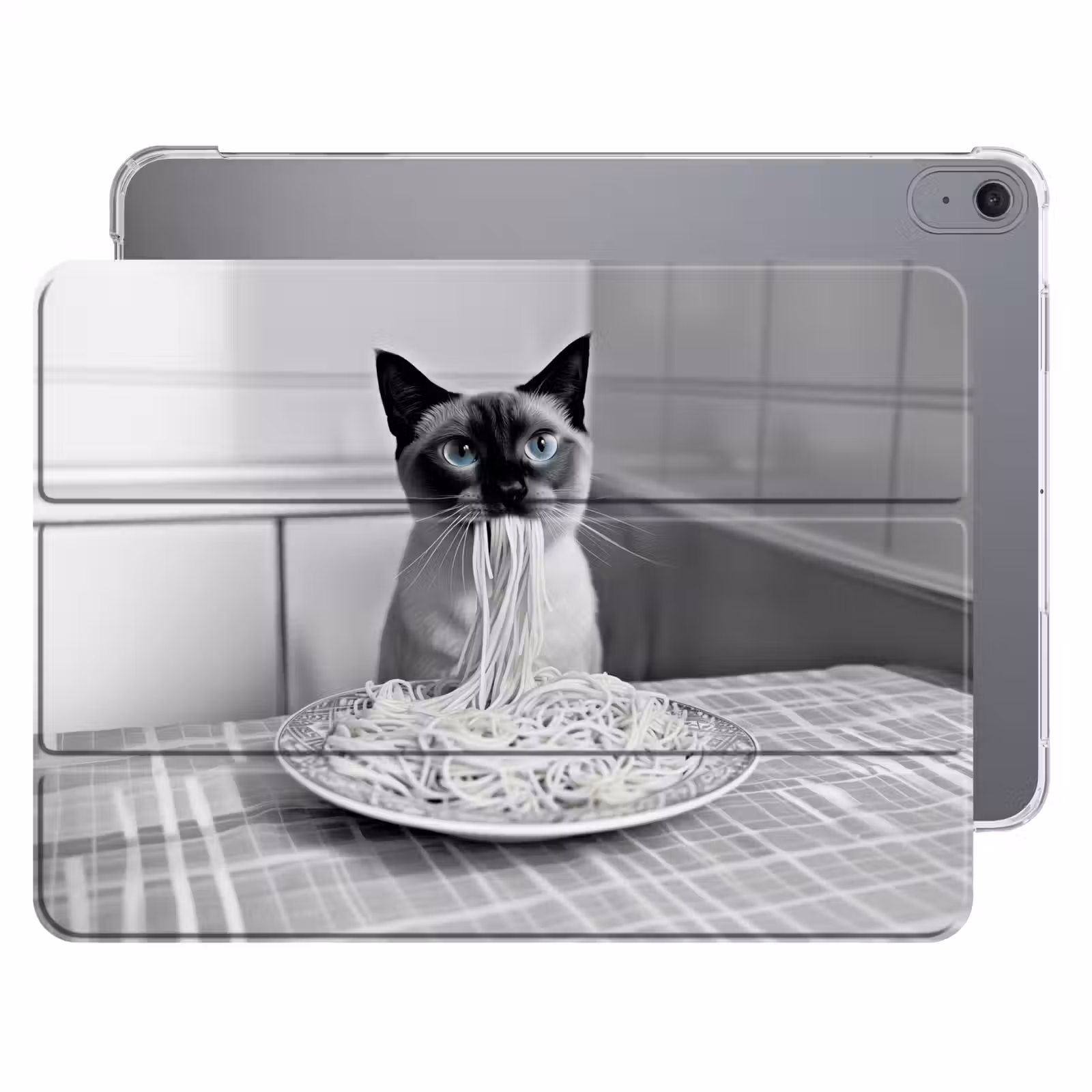 iPad hoes - Kat - Siamees - Zwart Wit - Schattig - Dieren — 1