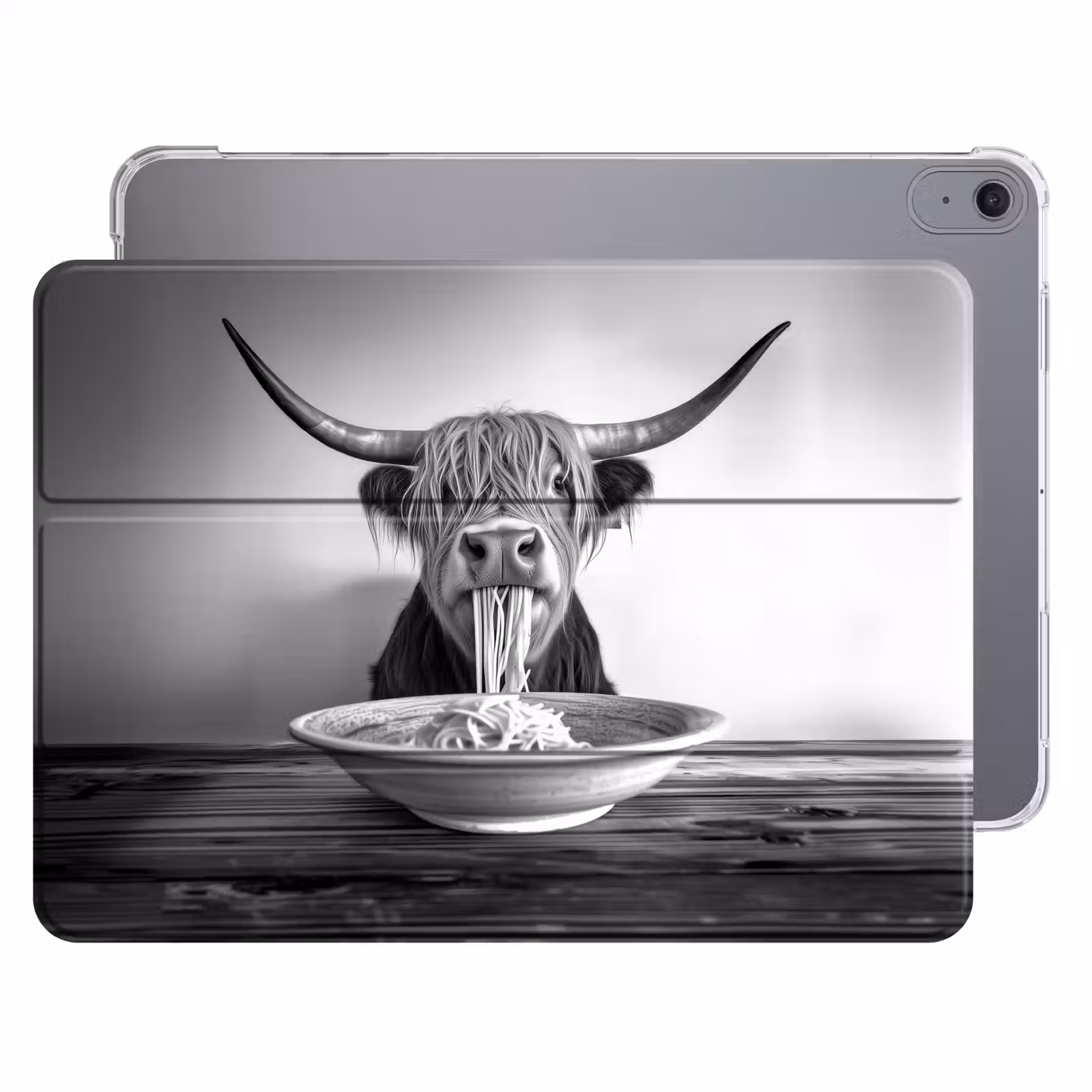 iPad hoes - Schotse Hooglander - Spaghetti - Dieren - Zwart wit — 1