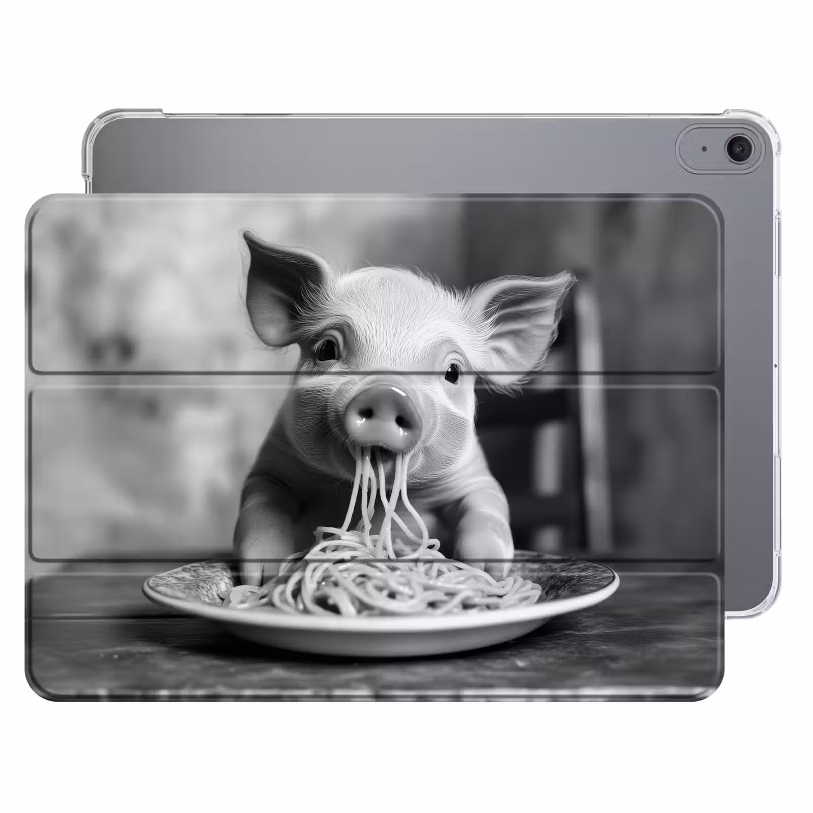 iPad hoes - Varken - Schattig - Spaghetti - Zwart wit - Dier — 1
