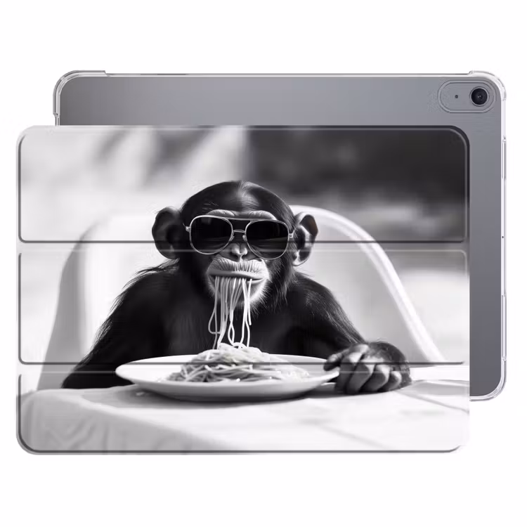iPad hoes - Aap - Spaghetti - Zonnebril - Zwart wit - Cool - Dier — 1