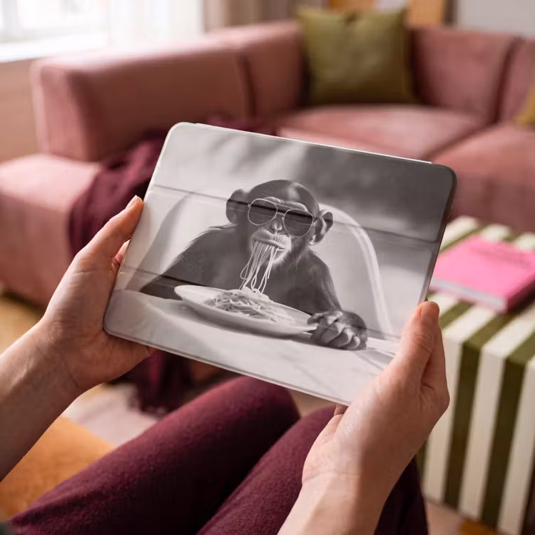 iPad hoes - Aap - Spaghetti - Zonnebril - Zwart wit - Cool - Dier — 4