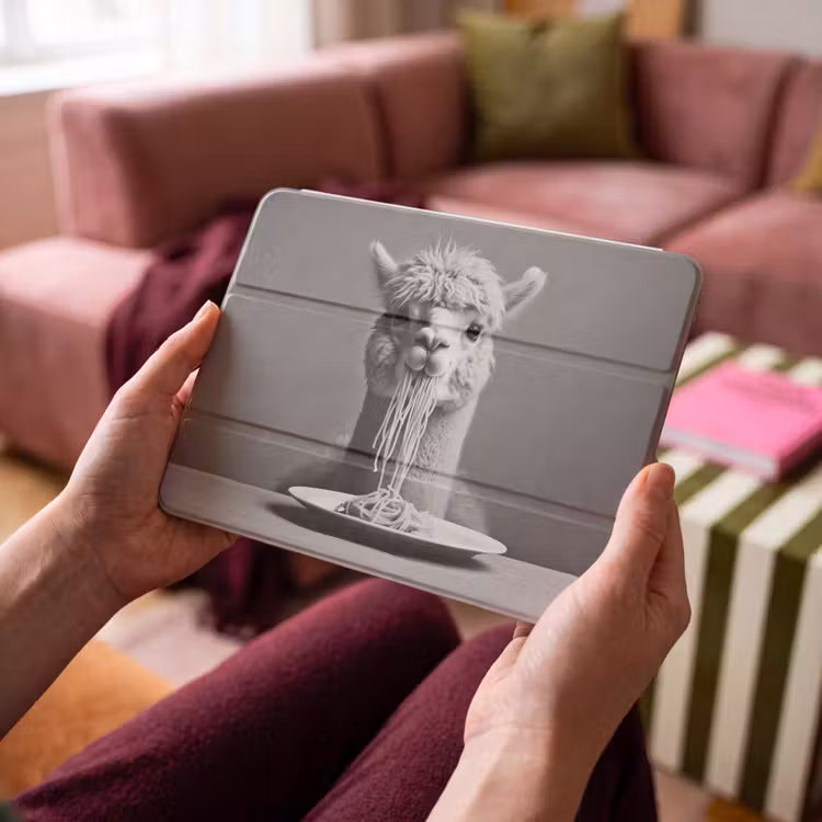 iPad hoes - Alpaca - Pasta - Zwart - Wit - Grappig - Dieren — 4