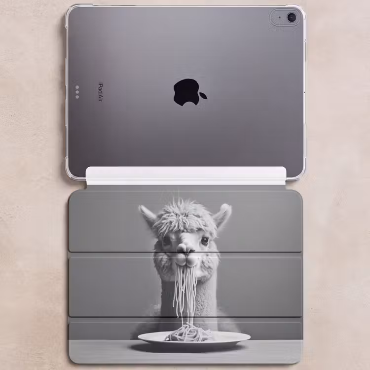 iPad hoes - Alpaca - Pasta - Zwart - Wit - Grappig - Dieren — 6