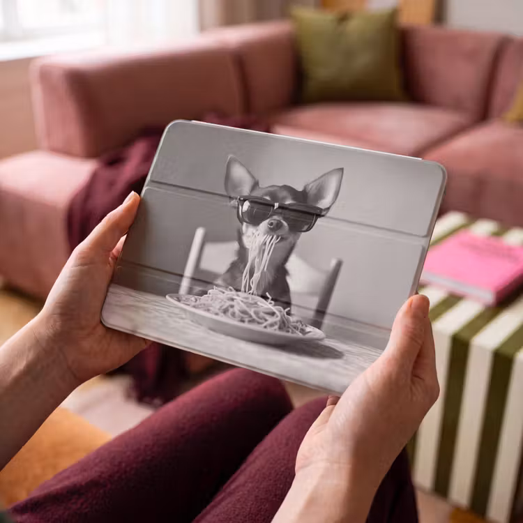 iPad hoes - Chihuahua - Hond - Zonnebril - Humoristisch - Zwart - Wit - Spaghetti — 4
