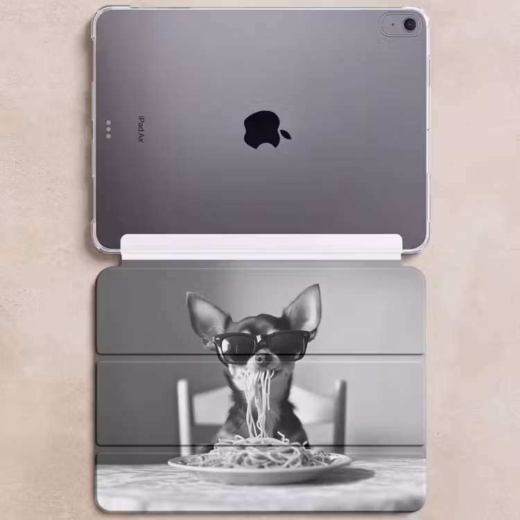 iPad hoes - Chihuahua - Hond - Zonnebril - Humoristisch - Zwart - Wit - Spaghetti — 6