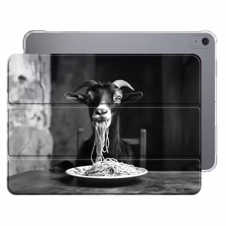 iPad hoes - Geit - Bord - Spaghetti - Zwart Wit — 1