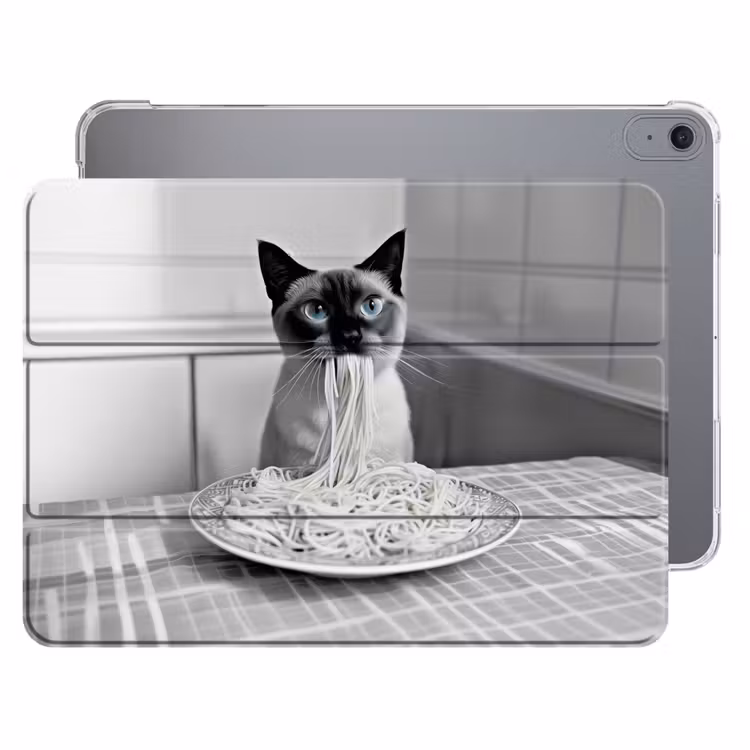 iPad hoes - Kat - Siamees - Zwart Wit - Schattig - Dieren — 1