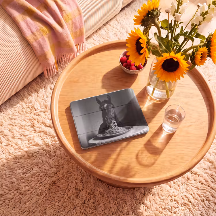 iPad hoes - Paard - Bord - Pasta - Tafelkleed - Zwart Wit - Dieren — 2