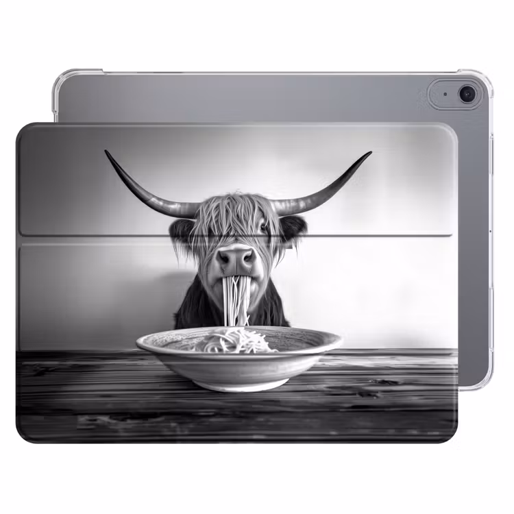 iPad hoes - Schotse Hooglander - Spaghetti - Dieren - Zwart wit — 1
