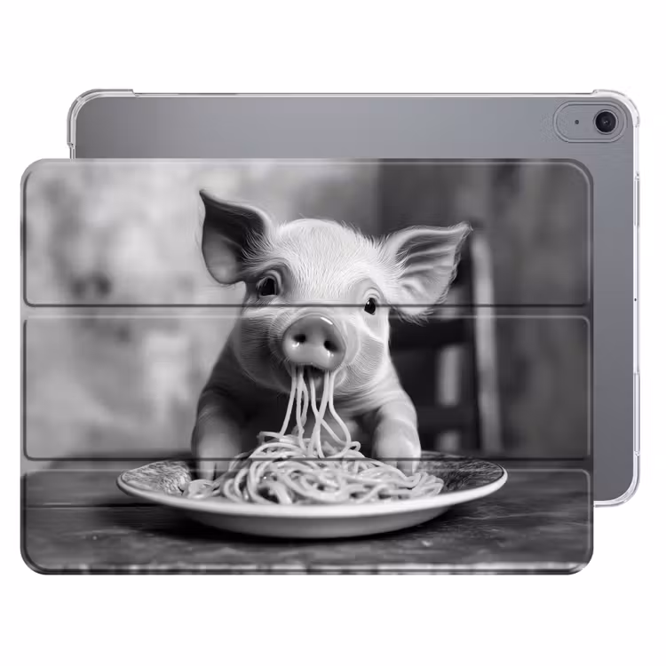 iPad hoes - Varken - Schattig - Spaghetti - Zwart wit - Dier — 1