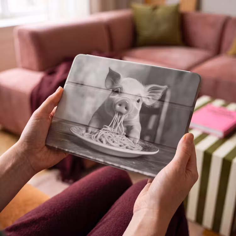 iPad hoes - Varken - Schattig - Spaghetti - Zwart wit - Dier — 4
