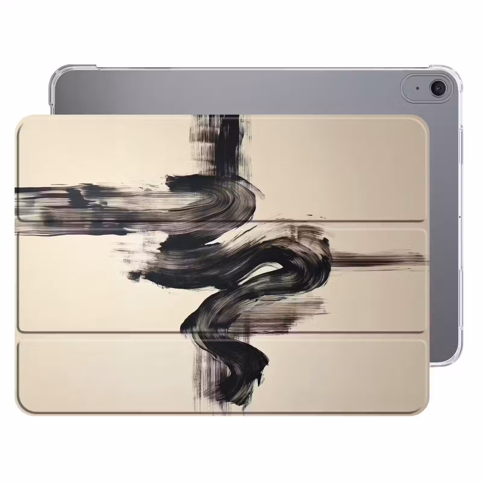 iPad hoes - Golven - Penseelstreken - Beige - Minimalistisch — 1