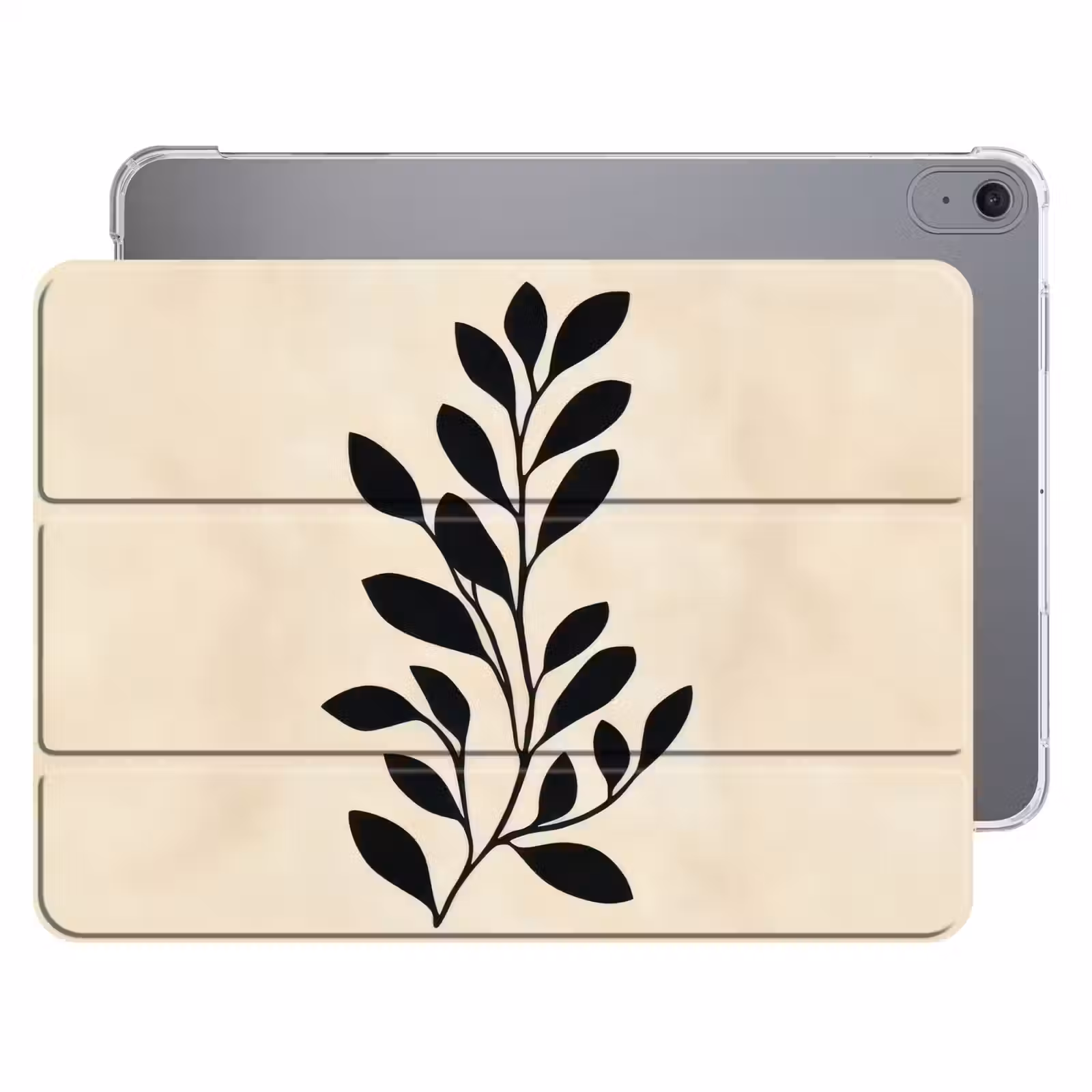 iPad hoes - Minimalistisch - Tak - Bladeren - Zwart — 1