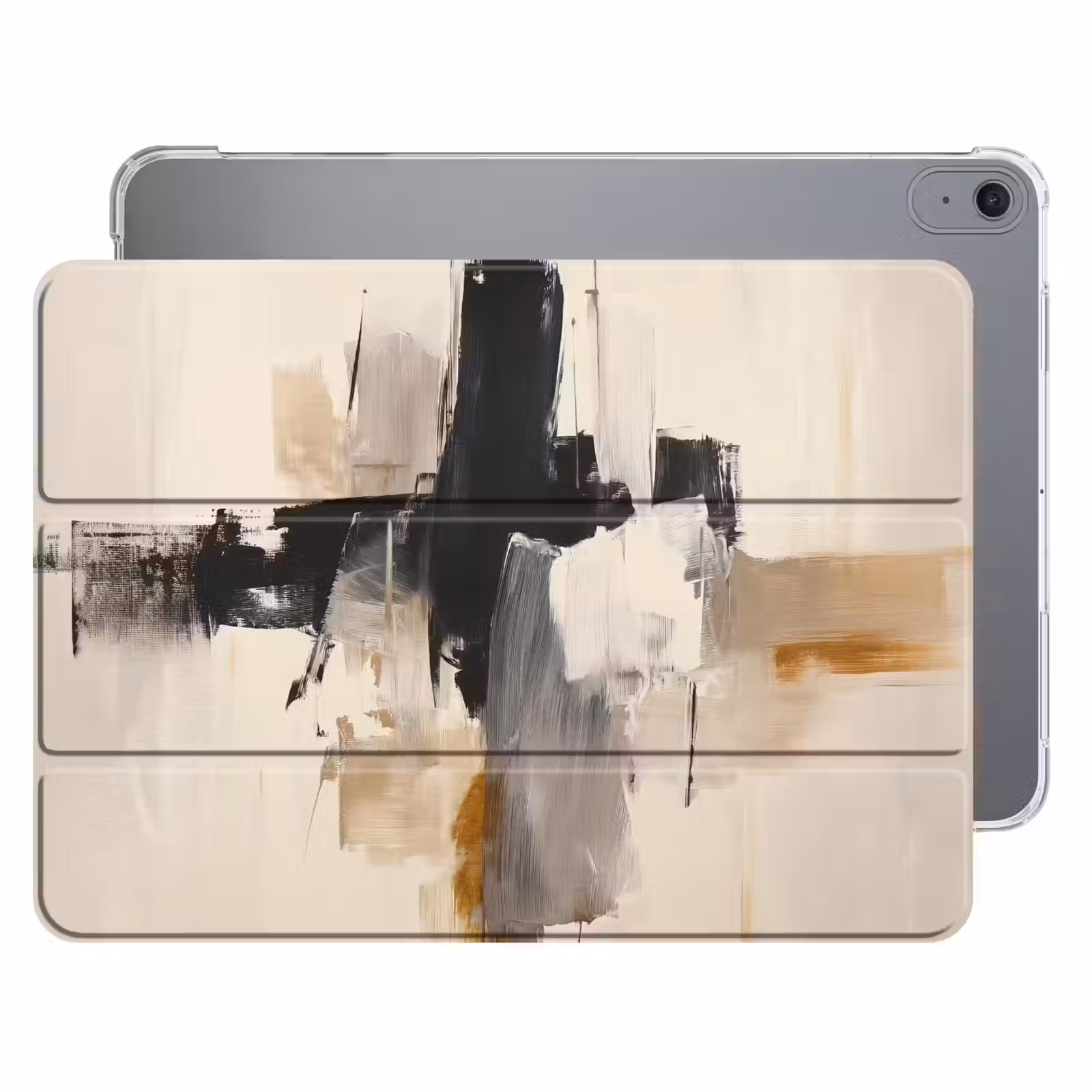 iPad hoes - Penseelstreken - Ruw - Abstract - Beige — 1