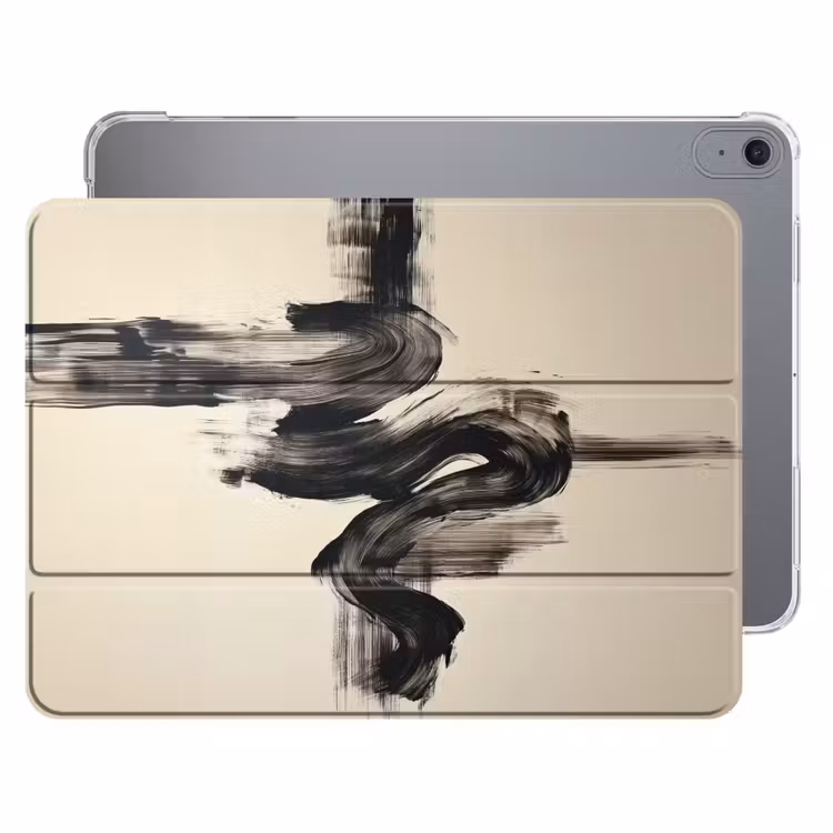 iPad hoes - Golven - Penseelstreken - Beige - Minimalistisch — 1