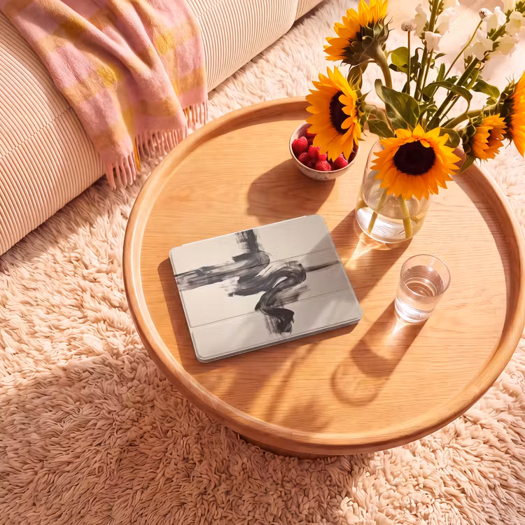 iPad hoes - Golven - Penseelstreken - Beige - Minimalistisch — 2