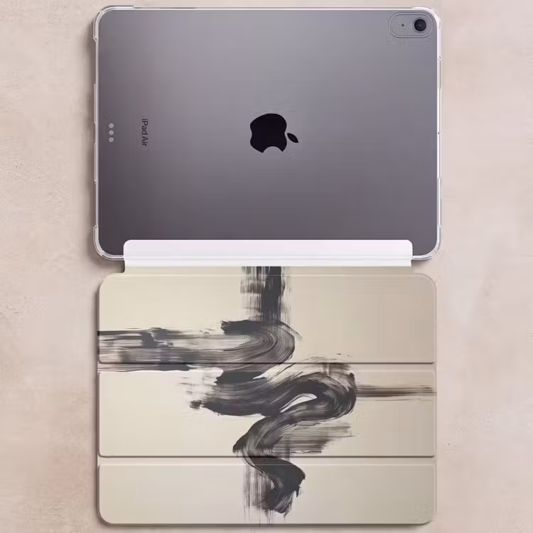 iPad hoes - Golven - Penseelstreken - Beige - Minimalistisch — 6