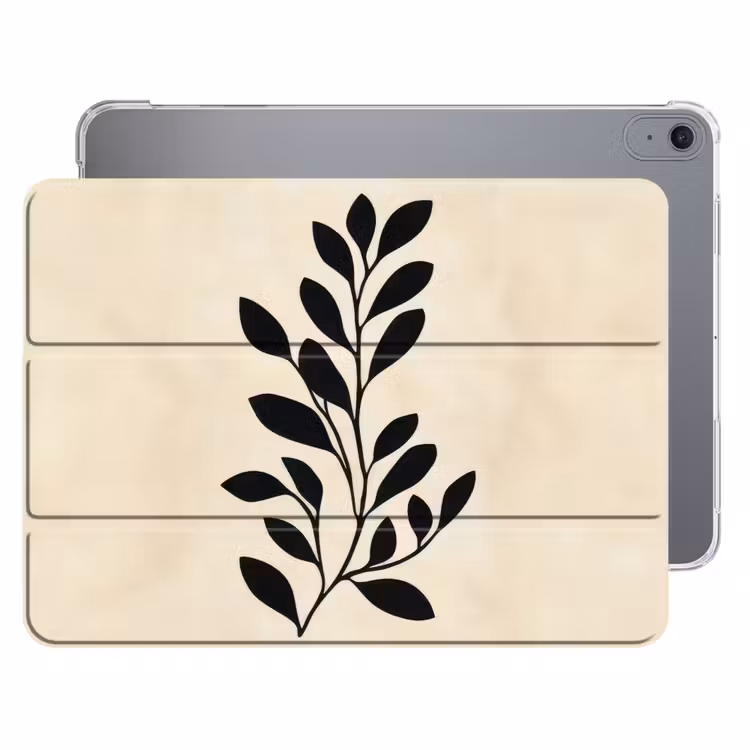 iPad hoes - Minimalistisch - Tak - Bladeren - Zwart — 1