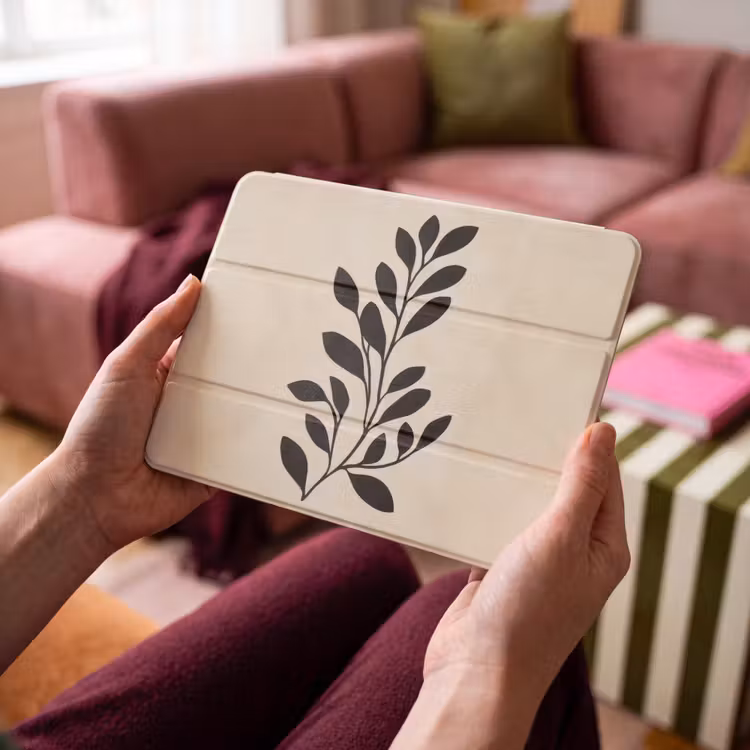 iPad hoes - Minimalistisch - Tak - Bladeren - Zwart — 4
