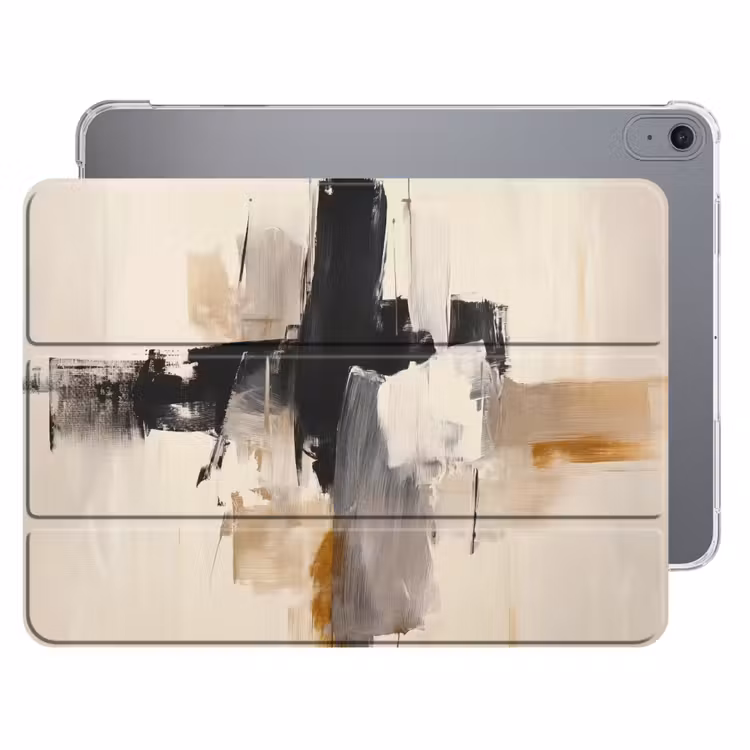 iPad hoes - Penseelstreken - Ruw - Abstract - Beige — 1
