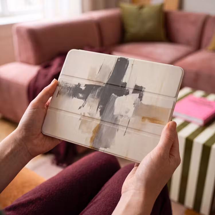 iPad hoes - Penseelstreken - Ruw - Abstract - Beige — 4