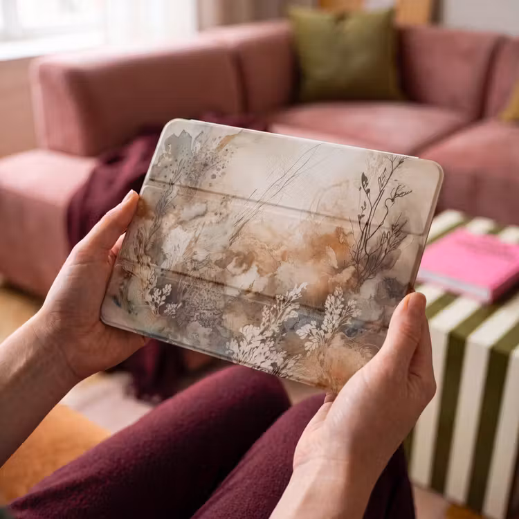 iPad hoes - Abstract - Beige - Verf - Kunst - Natuur - Bloemen — 4