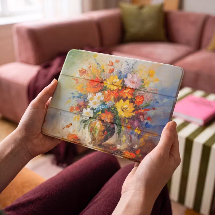 iPad hoes - Bloemen - Kleurrijk - Olieverf - Bloempot — 4