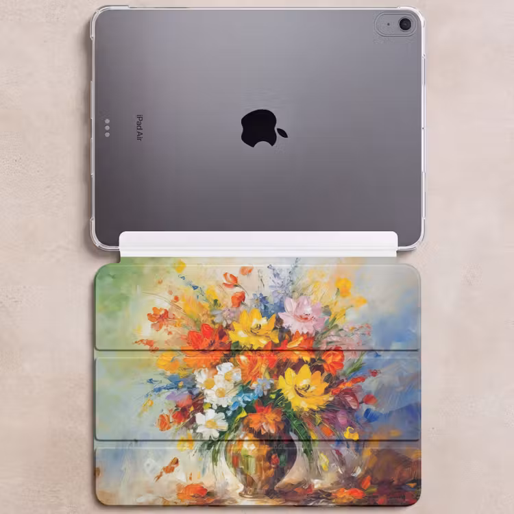 iPad hoes - Bloemen - Kleurrijk - Olieverf - Bloempot — 6