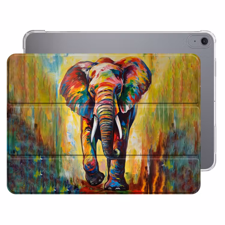 iPad hoes - Olifant - Kunst - Schilderij - Dieren - Regenboog — 1