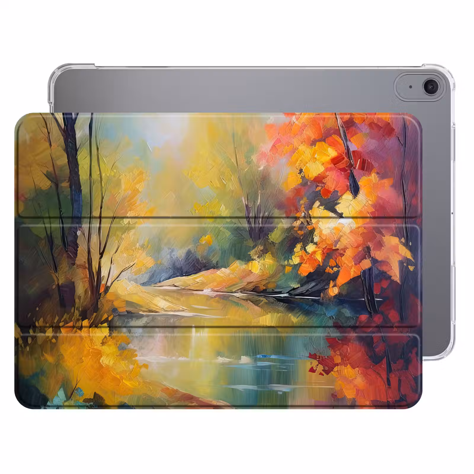 iPad hoes - Landschap - Olieverf - Rivier - Kleurrijk — 1