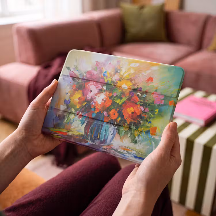 iPad hoes - Bloemen - Kleurrijk - Bloempot - Olieverf — 4
