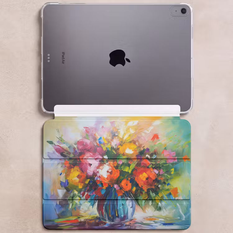 iPad hoes - Bloemen - Kleurrijk - Bloempot - Olieverf — 6
