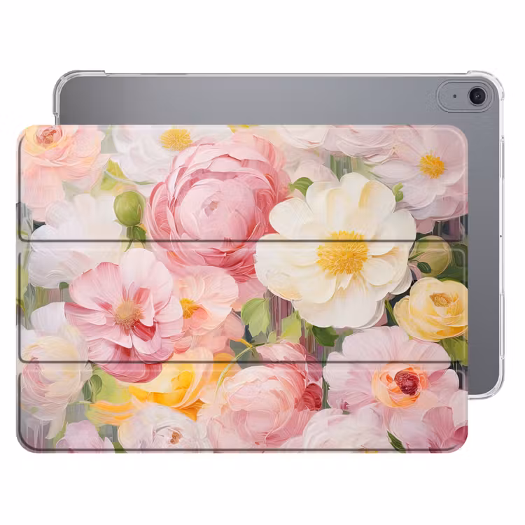 iPad hoes - Bloemen - Roze - Botanisch - Kunst - Acrylverf — 1