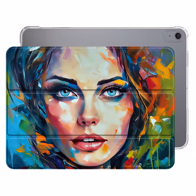 iPad hoes - Gezicht - Vrouw - Olieverf - Kleurrijk - Kunst — 1