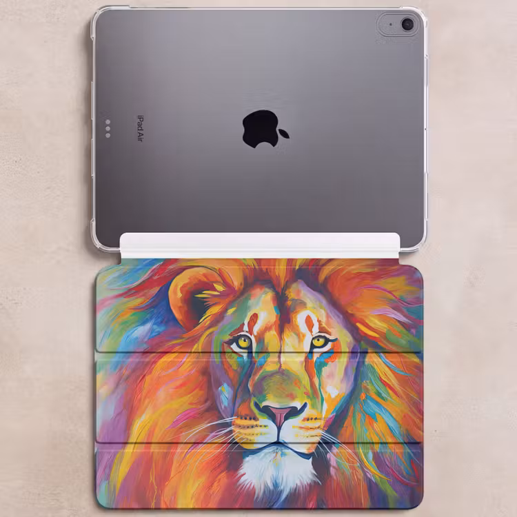 iPad hoes - Leeuw - Dieren - Olieverf - Regenboog — 6