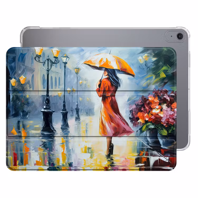iPad hoes - Olieverf - Paraplu - Vrouw - Straat - Kunst — 1