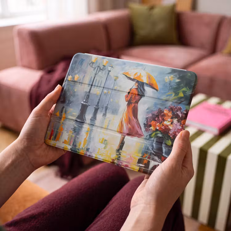 iPad hoes - Olieverf - Paraplu - Vrouw - Straat - Kunst — 4