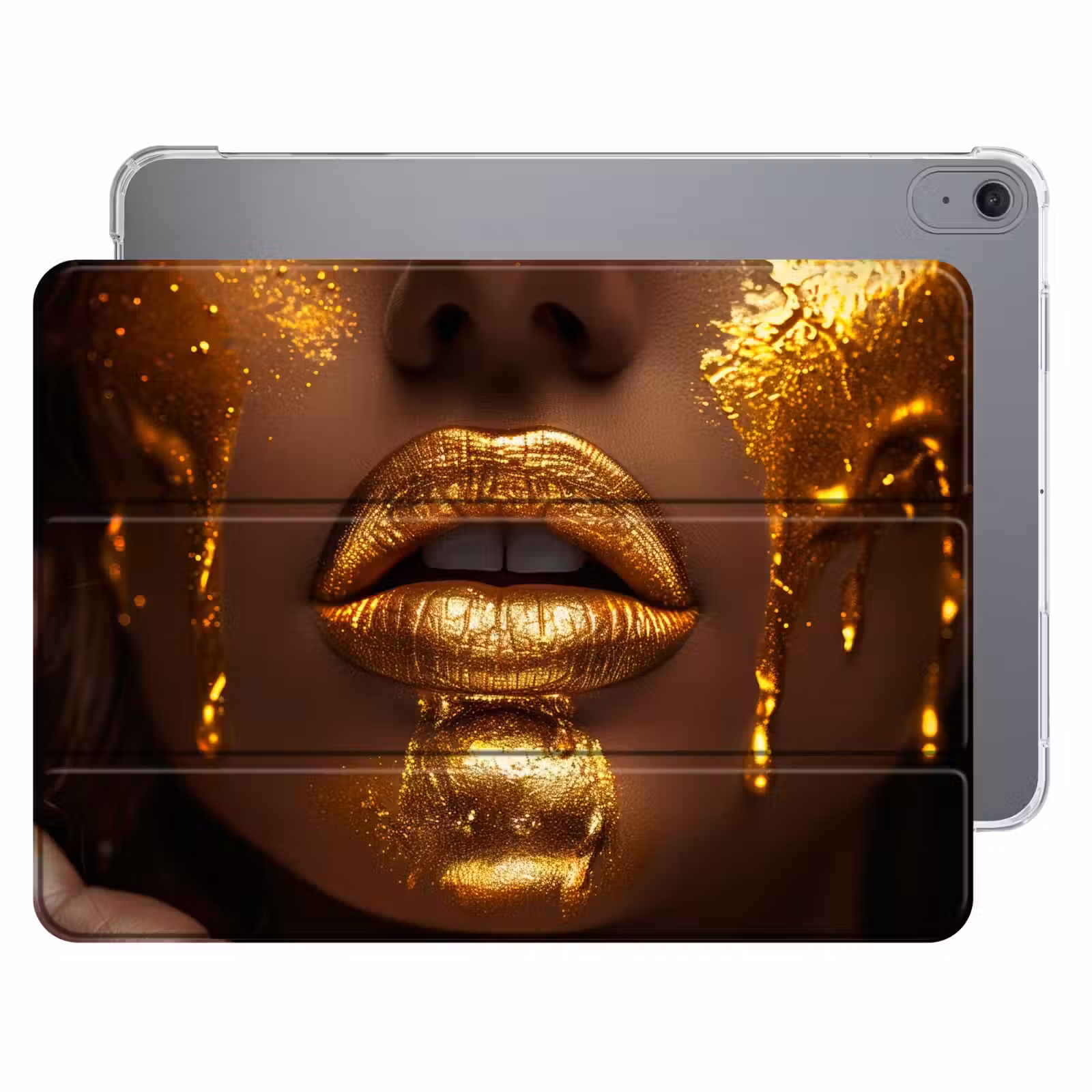 iPad hoes - Vrouw - Goud - Gezicht - Verf - Lippen — 1