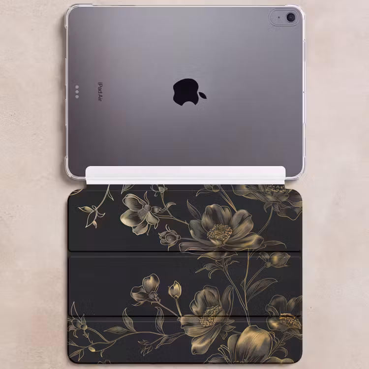 iPad hoes - Bloemen - Zwart - Goud - Line art — 6
