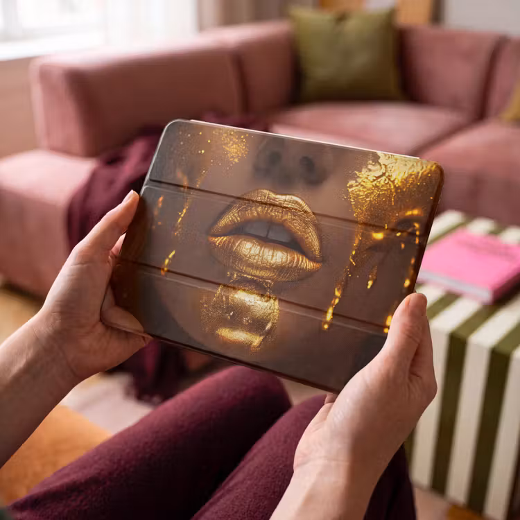 iPad hoes - Vrouw - Goud - Gezicht - Verf - Lippen — 4