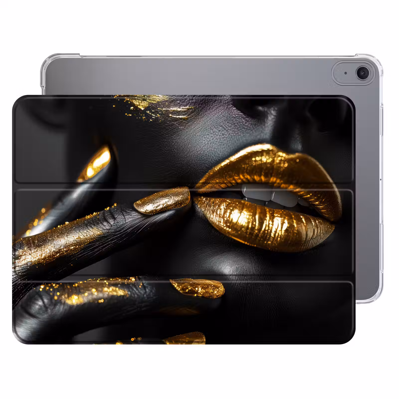 iPad hoes - Lippen - Goud - Abstract - Zwart - Vrouw — 1
