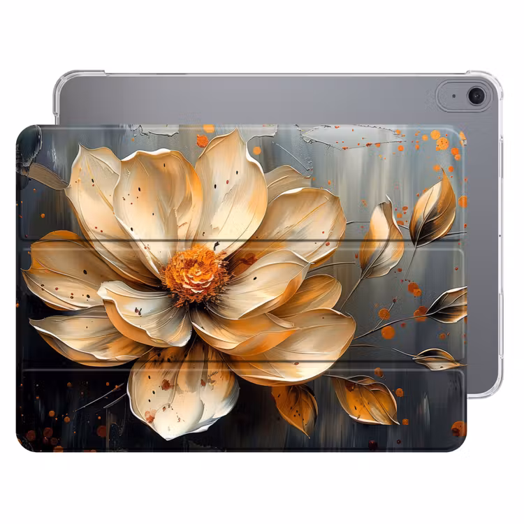 iPad hoes - Bloemen - Goud - Kunst - Zwart - Modern — 1