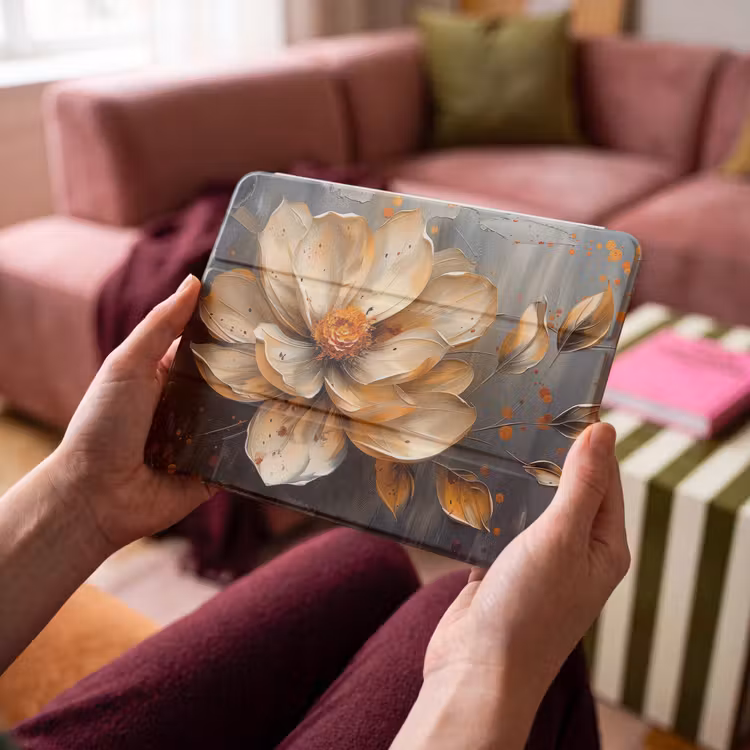 iPad hoes - Bloemen - Goud - Kunst - Zwart - Modern — 4