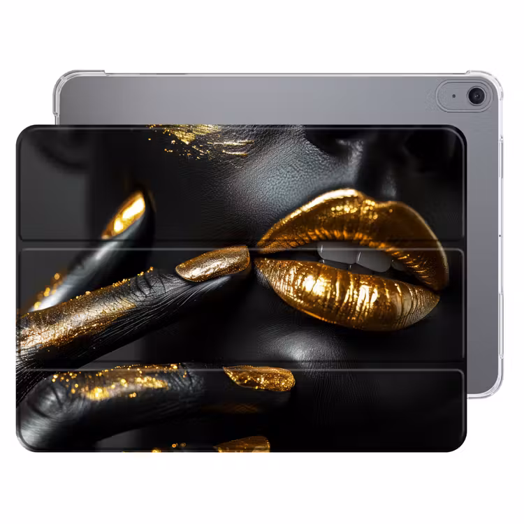 iPad hoes - Lippen - Goud - Abstract - Zwart - Vrouw — 1