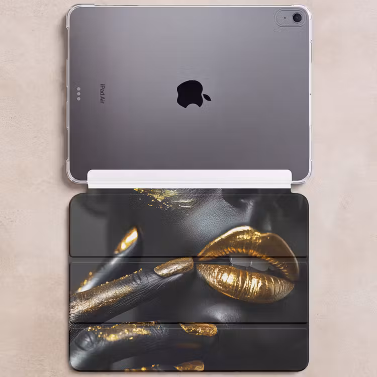iPad hoes - Lippen - Goud - Abstract - Zwart - Vrouw — 6