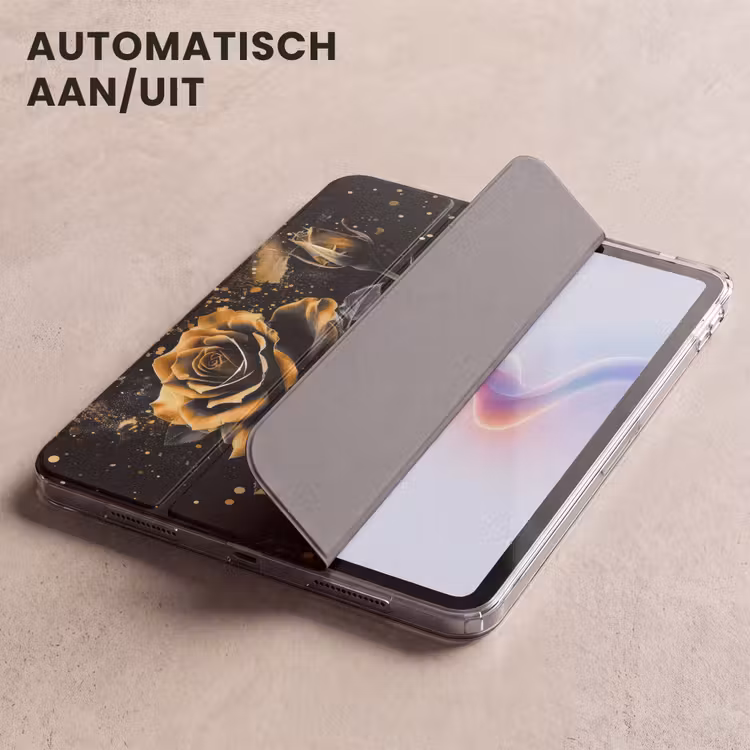 iPad hoes - Rozen - Goud - Zwart - Bloemen - Modern — 5